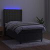 vidaXL Letto a Molle con Materasso e LED Grigio Scuro 90x190cm Velluto