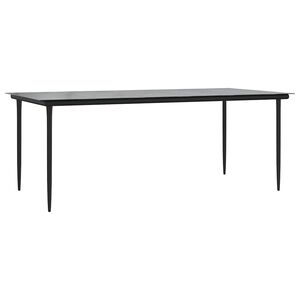vidaXL Tavolo Pranzo Giardino Nero200x100x74 Acciaio e Vetro Temperato
