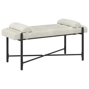 vidaXL Panchina con bottoni e cuscini Crema 110 x 40 x 46 cm Velluto