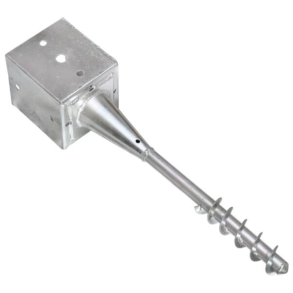 vidaXL Picchetti di Terra 2 pz Argento 12x12x56 cm in Acciaio Zincato