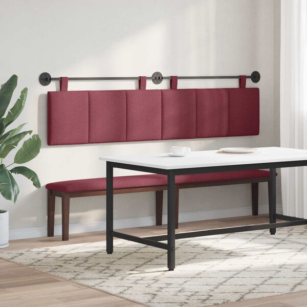 vidaXL Testata appesa Rigato Rosso Vino 210 x 55 x 5 cm Tessuto