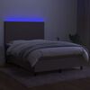 vidaXL Letto a Molle con Materasso e LED Tortora 140x190 cm in Tessuto