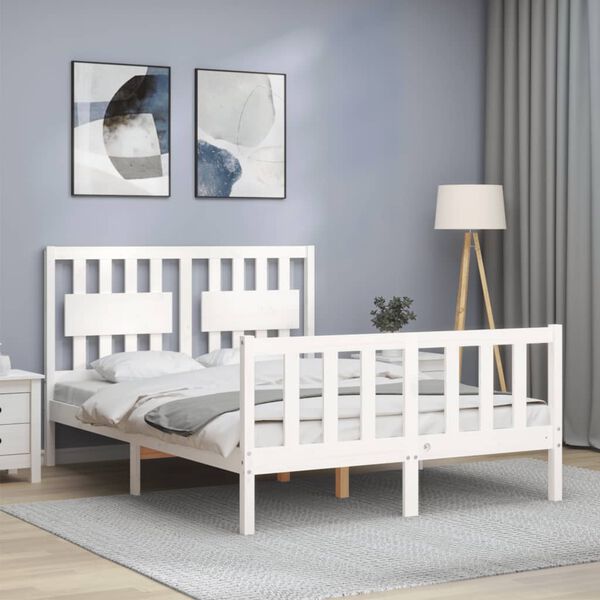 vidaXL Letto senza Materasso Bianco 140x190 cm Legno Massello di Pino