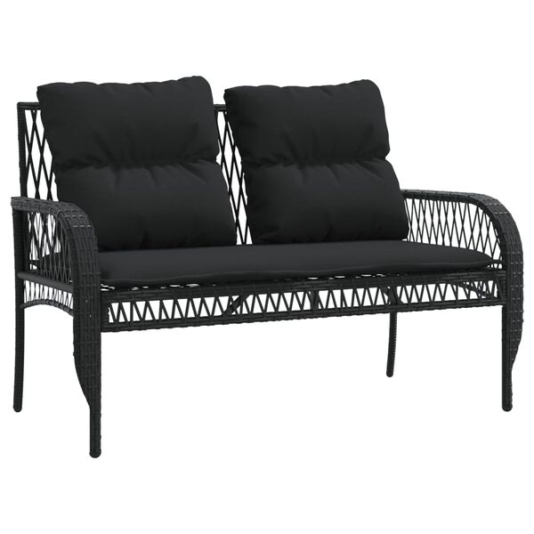 vidaXL Set Divani da Giardino 4 pz con Cuscini Nero in Polyrattan