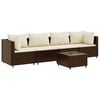 vidaXL Set Divani da Giardino 5 pz con Cuscini Marrone in Polyrattan