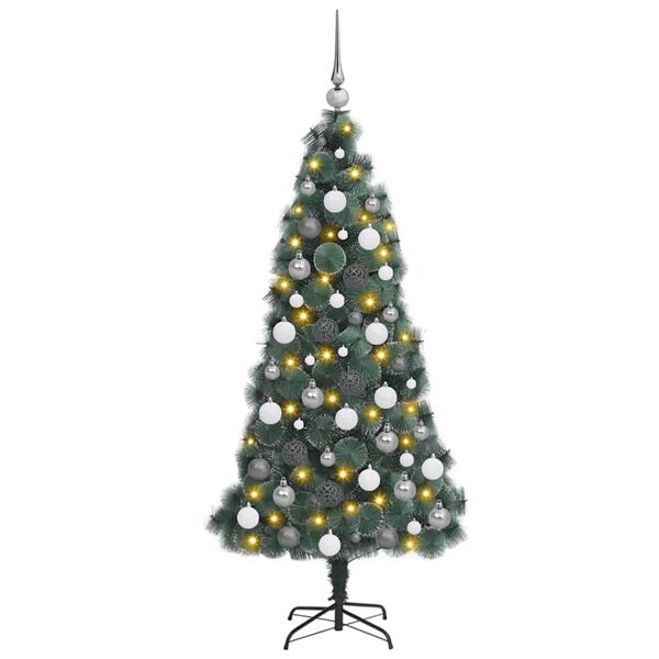 vidaXL Albero di Natale artificiale preilluminato con set di palline