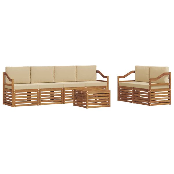 vidaXL Set di divani da esterno con cuscino 7 pcs Naturale e Beige