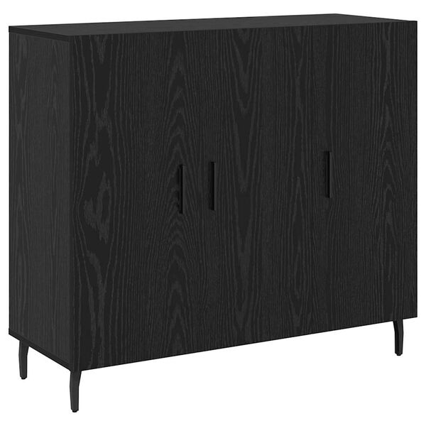 vidaXL Credenza Rovere Nero 90 x 34 x 80 cm Legno multistrato