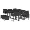 vidaXL Set da Pranzo da Giardino 11 pz con Cuscini in Polyrattan Nero
