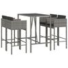 vidaXL Set Bar da Giardino 5 pz con Cuscini in Polyrattan Grigio
