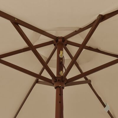 vidaXL Ombrellone da Giardino con Palo in Legno Tortora 196x231 cm