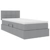vidaXL Letto con contenitore e LED Grigio chiaro 90 x 190 cm Tessuto