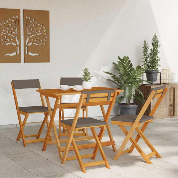 vidaXL Set bistrot 5 pcs Olio Naturale Legno di Acacia Massello