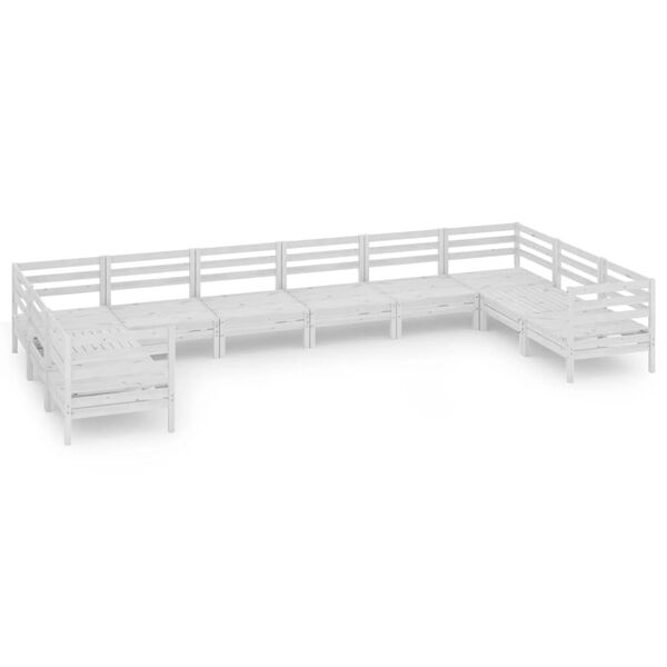 vidaXL Set Salotto da Giardino 10 pz Bianco in Legno Massello di Pino