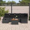 vidaXL Set Divano da Giardino con cuscino 7 pcs Nero Poly Rattan