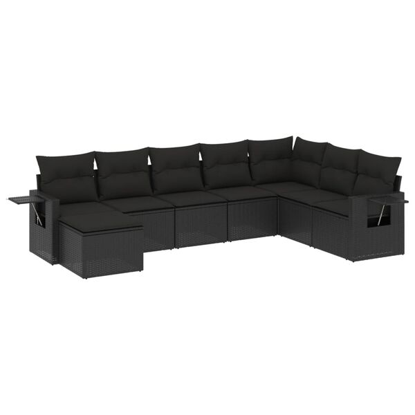 vidaXL Set Divani da Giardino con Cuscini 8 pz Nero in Polyrattan