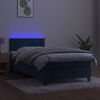 vidaXL Letto a Molle con Materasso e LED Blu Scuro 80x200cm in Velluto