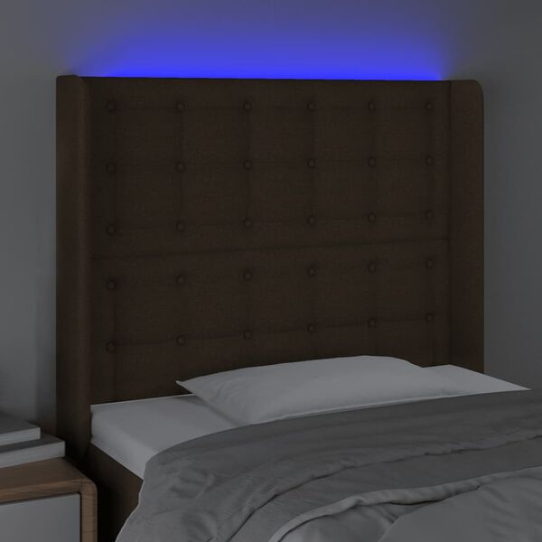 vidaXL Testiera a LED Marrone Scuro 83x16x118/128 cm in Tessuto
