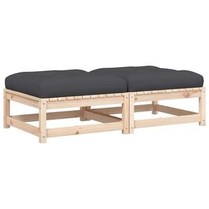vidaXL Poggiapiedi da Giardino con Cuscini 2 pz Legno Massello di Pino