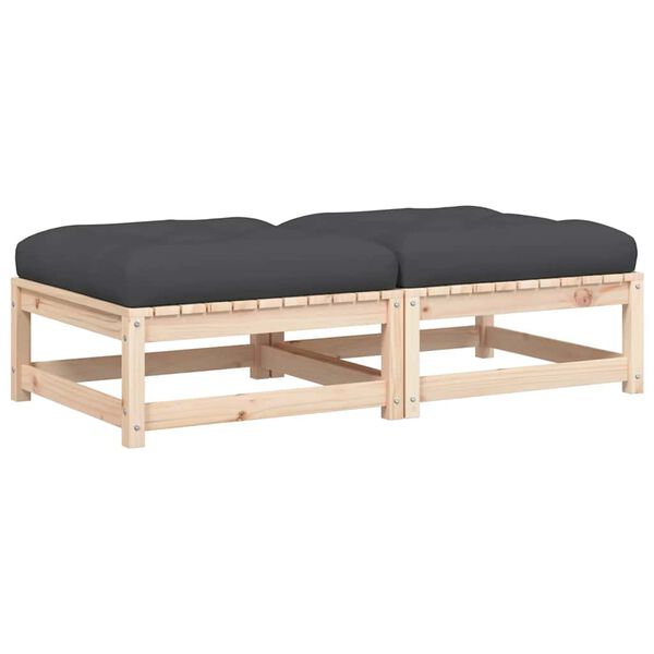 vidaXL Poggiapiedi da Giardino con Cuscini 2 pz Legno Massello di Pino