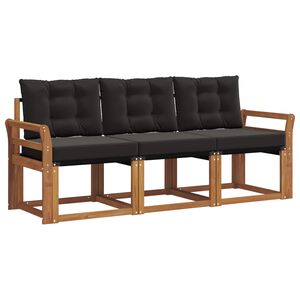 vidaXL Set di divani da esterno 3 pz Naturale e Nero
