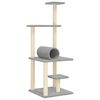 vidaXL Albero per Gatti con Tiragraffi in Sisal Grigio Chiaro 136 cm