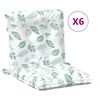 vidaXL Cuscino per Sedia Lowback 6 pcs Bianco 100 x 50 x 7 cm Oxford