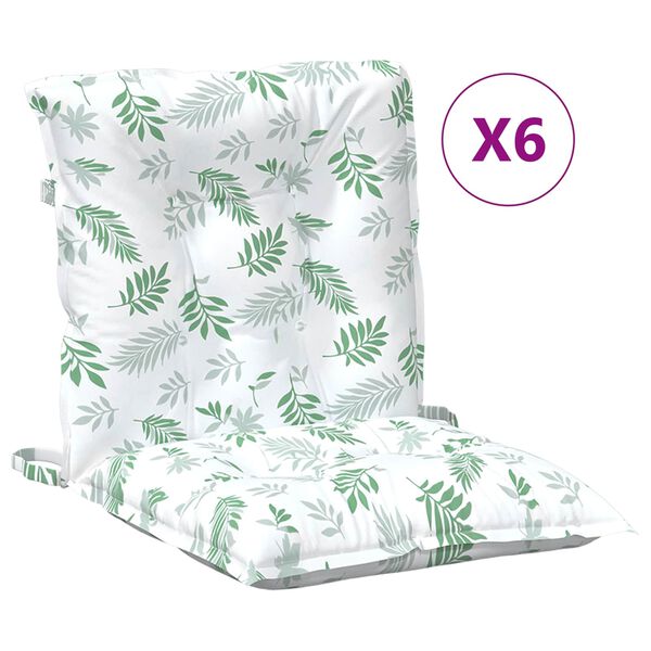 vidaXL Cuscino per Sedia Lowback 6 pcs Bianco 100 x 50 x 7 cm Oxford