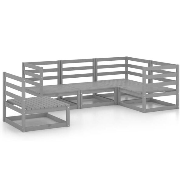 vidaXL Set Divani da Giardino 5 pz Grigio in Legno Massello di Pino