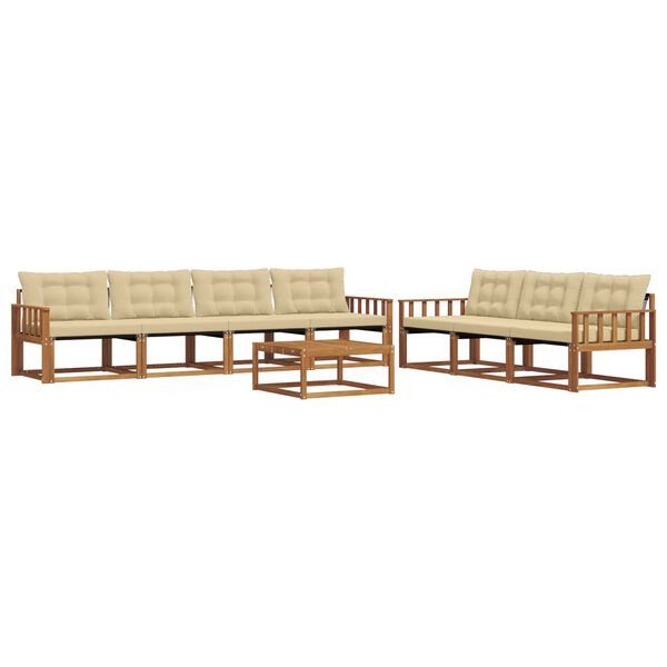 vidaXL Set di divani da esterno con cuscino 8 pcs Naturale e Beige