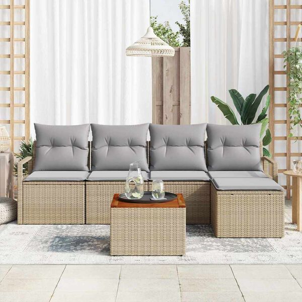 vidaXL Set Divano da Giardino 6 pcs beige e grigio chiaro
