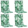vidaXL Cuscini per Sedia Schienale Basso 4 pz Motivo Foglie in Tessuto