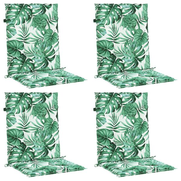 vidaXL Cuscini per Sedia Schienale Basso 4 pz Motivo Foglie in Tessuto