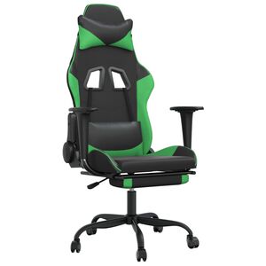 vidaXL Sedia da Gaming con Poggiapiedi Nero e Verde in Similpelle