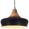 vidaXL Lampada Soffitto Industriale Nera Ferro Legno Massello 26cm E27