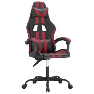 vidaXL Sedia da Gaming Girevole Nero e Rosso Vino in Similpelle