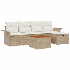 vidaXL Set Divano da Giardino con cuscino 6 pcs Beige Poly Rattan
