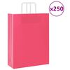 vidaXL Sacchetti di Carta 250 pz con Manici Rosa 32x12x42 cm