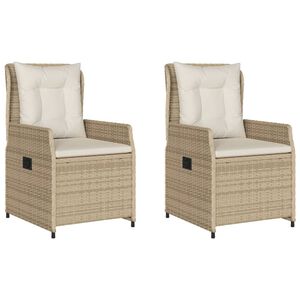 vidaXL Sedie da Giardino Reclinabili 2 pz Beige Polyrattan