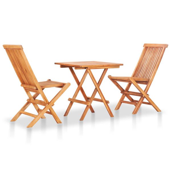 vidaXL Set da Bistrot 3 pz con Cuscini Talpa in Legno Massello di Teak