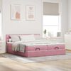 vidaXL Struttura Letto Pouf con Materassi Rosa 160x200 cm Velluto