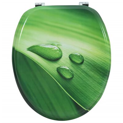 vidaXL Tavoletta WC con Coperchio MDF Verde Design Goccia d'Acqua