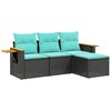 vidaXL Set Divani da Giardino 4 pz con Cuscini Nero in Polyrattan