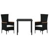 vidaXL Set da Pranzo per Giardino con cuscino 3 pcs Nero