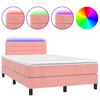 vidaXL Letto a Molle con Materasso e LED Rosa 120x200 cm in Velluto