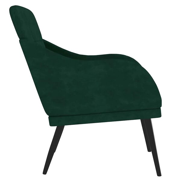 vidaXL Poltrona Verde Scuro 63x76x80 cm Velluto