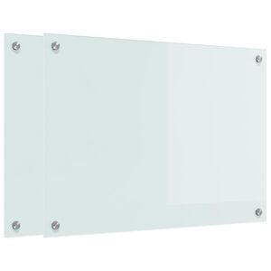 vidaXL Schienale da cucina 2 pz Bianco 70 x 50 cm vetro temperato