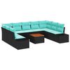 vidaXL Set Divano da Giardino 10 pz Nero polyrattan