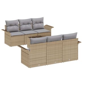 vidaXL Set Divano da Giardino con cuscino 7 pcs Beige polyrattan