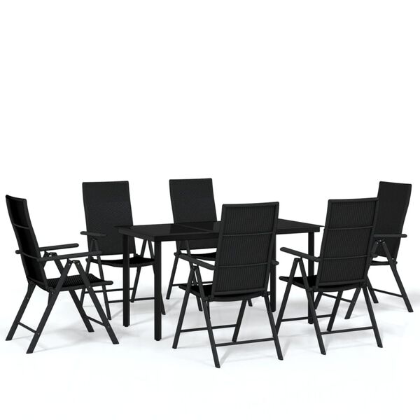 vidaXL Set da Pranzo da Giardino 7 pz Nero